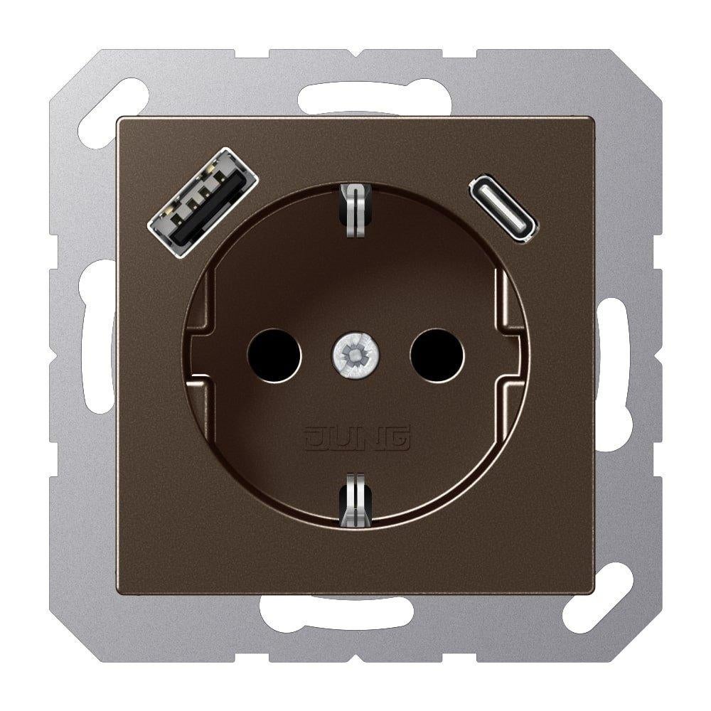 WCD RA 1-voudig inbouw + USB A & C A500 mokka, Verzenden, Nieuw