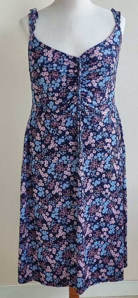 Yours blauw zomer jurkje met kleine bloemetjes mt. 48, Kleding | Dames, Jurken, Zo goed als nieuw, Maat 46/48 (XL) of groter, Blauw