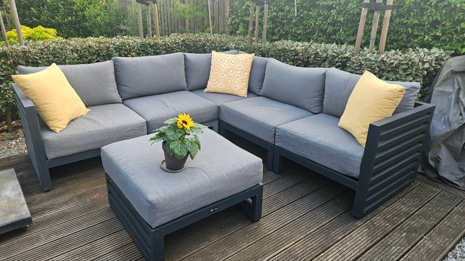 Heerlijke loungeset met luxe dikke kussens, Tuin en Terras, Ophalen, 5 zitplaatsen, Gebruikt, Bank