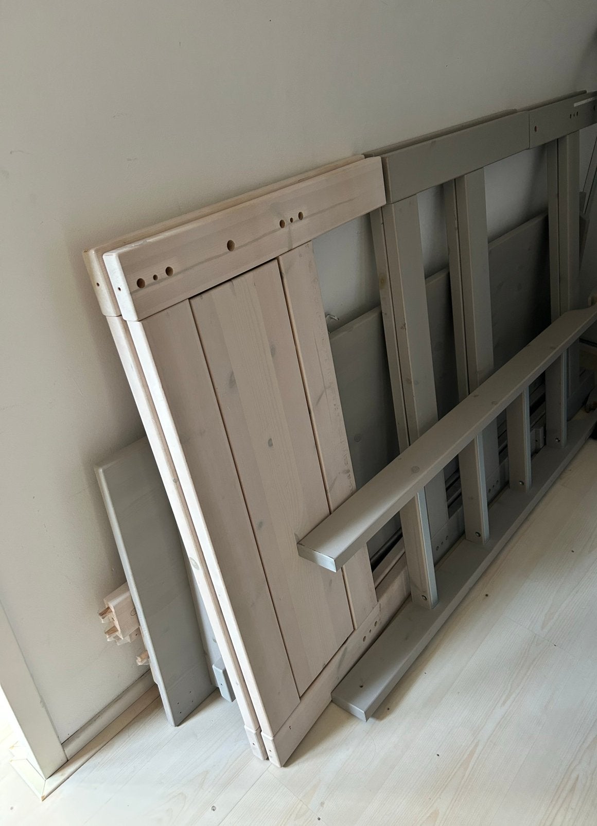 Lifetime Hoogslaperbed met Bureau 90x200 cm Whitewash/Grijs, Ophalen, Gebruikt, Eenpersoons, 160 tot 180 cm