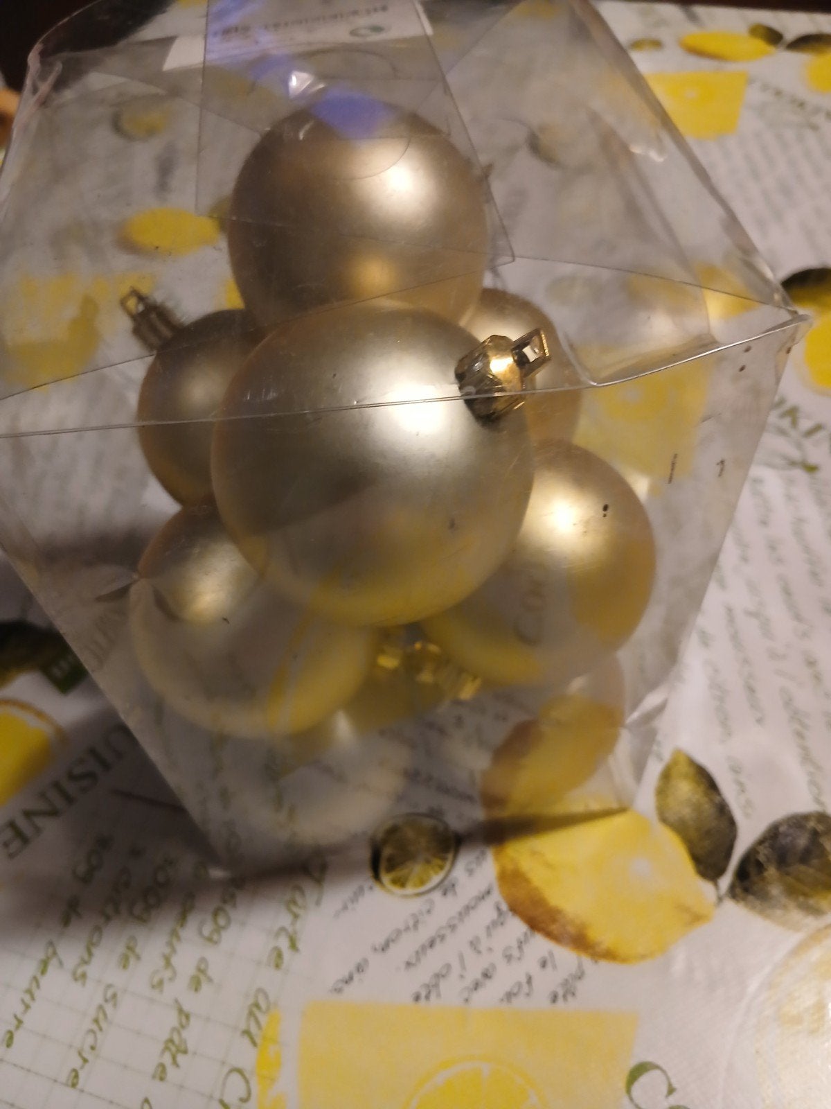 10 gouden plastic kerstballen, Ophalen of Verzenden