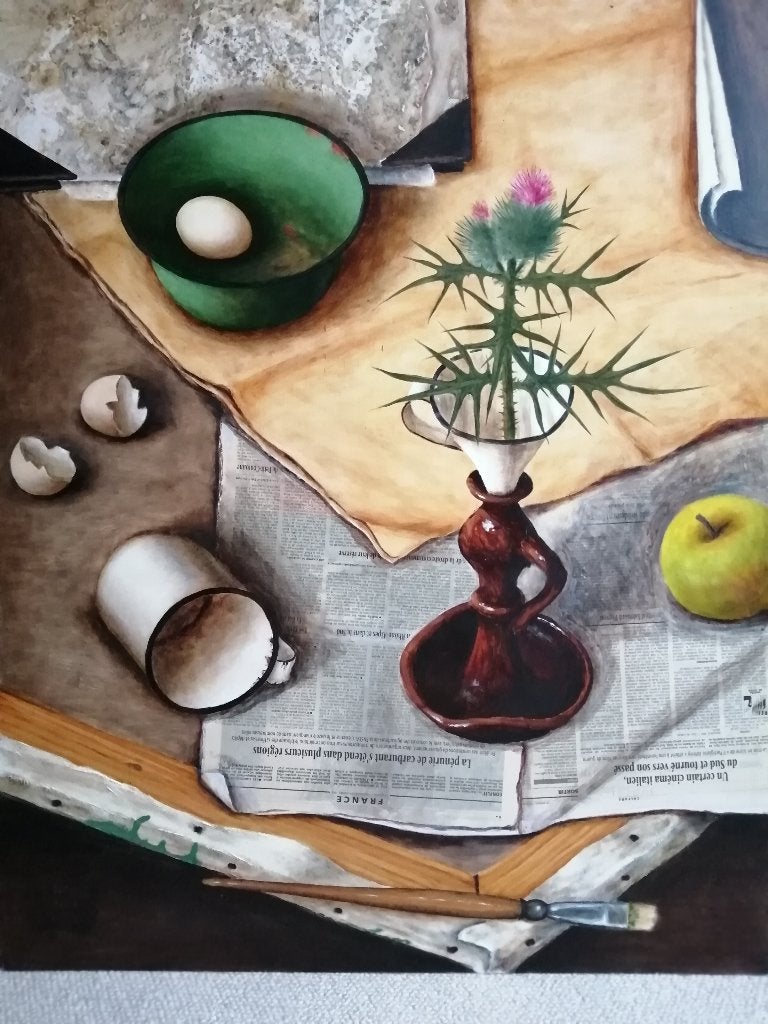schilderij, olieverfschilderij, paneel, stilleven, Antiek en Kunst, Kunst | Schilderijen | Klassiek, Ophalen, Paneel, Nederlandse school