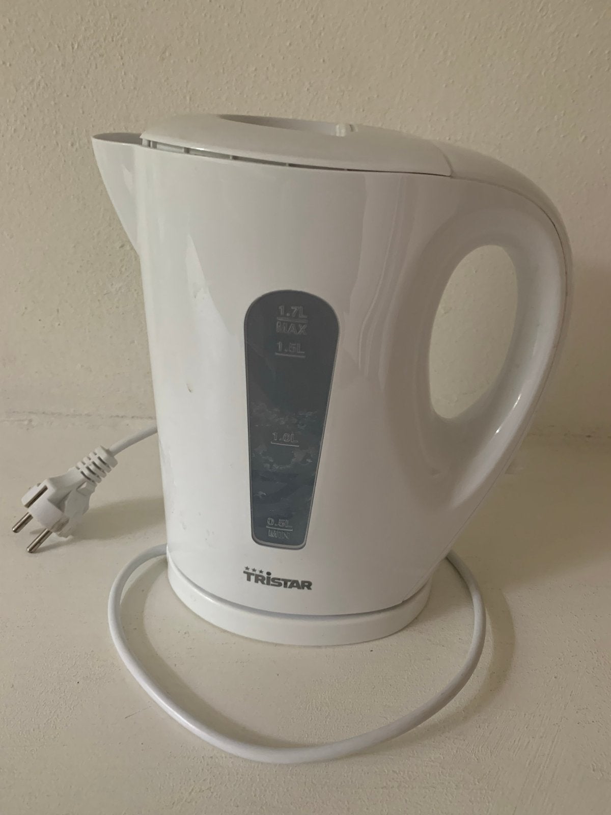 Tristar Waterkoker - Wit - 1.7L, 1 tot 2 liter, Ophalen of Verzenden, Gebruikt, Draadloos