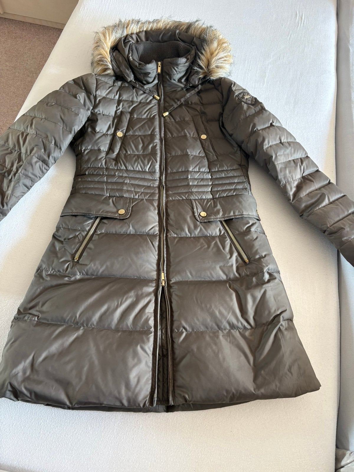Nette lange winterjas met capuchon van Yessica maat 36, Ophalen of Verzenden, Zo goed als nieuw, Maat 36 (S), Groen