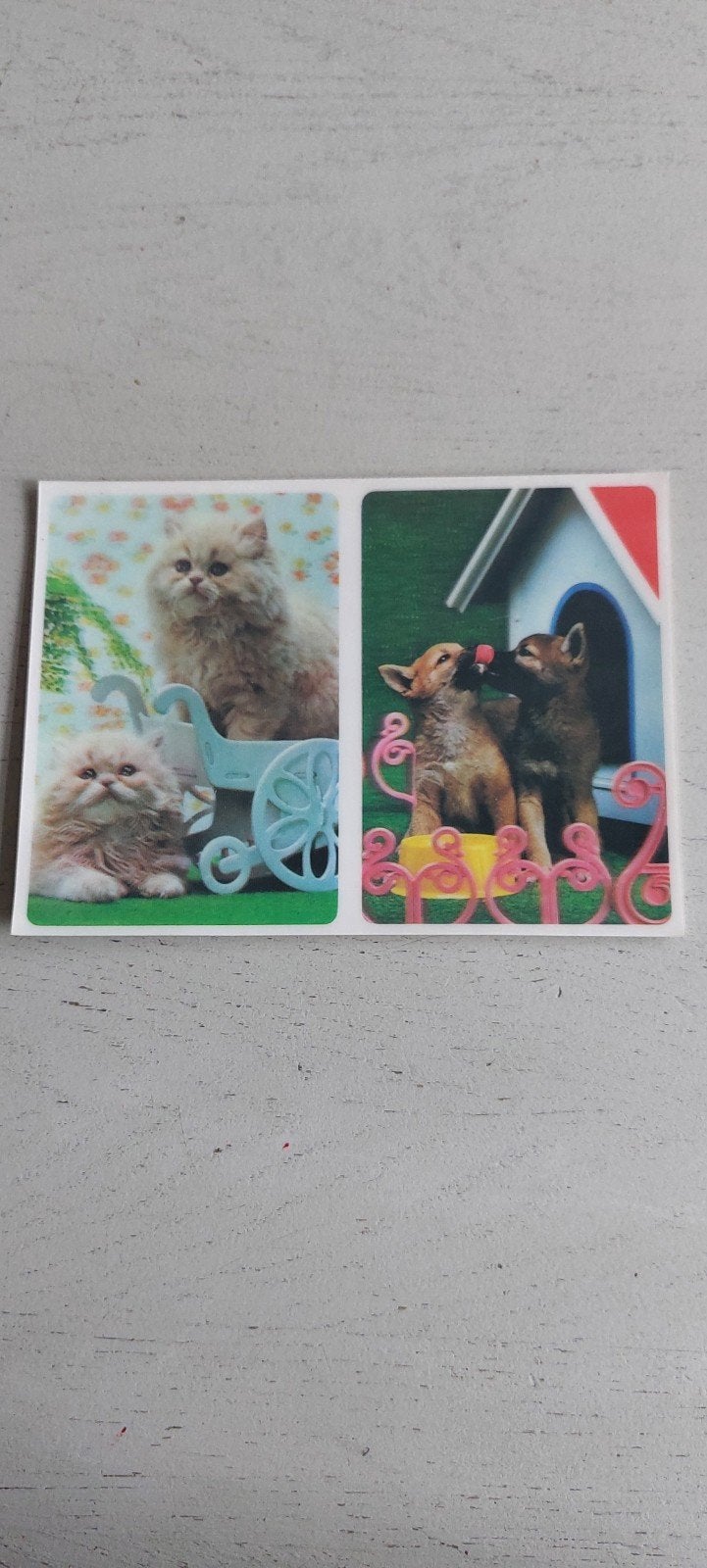 Vintage 3D Ansichtkaart met Poezen en Honden, Ophalen of Verzenden, 1980 tot heden, Ongelopen, Hond of Kat
