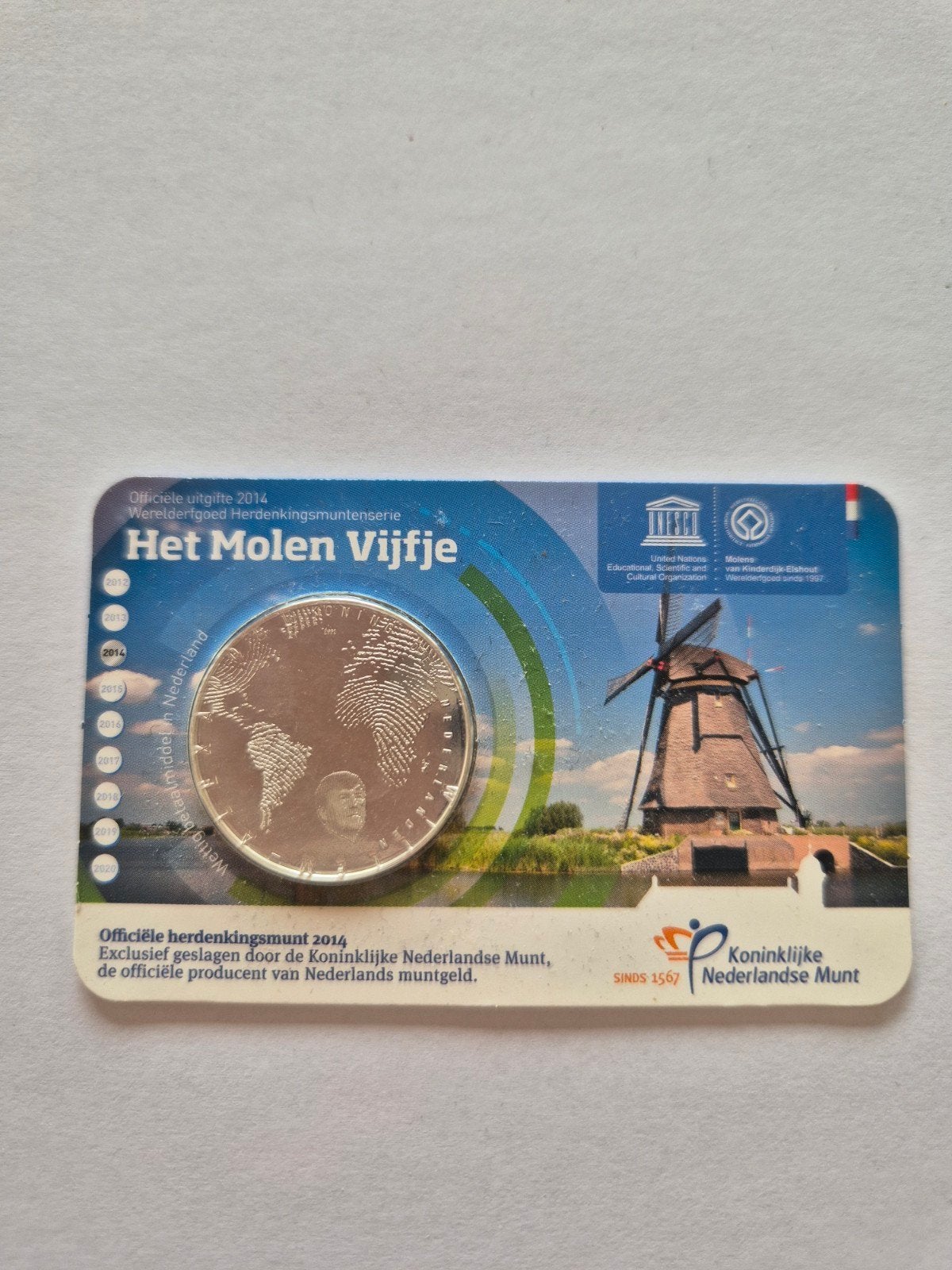 Het Molen Vijfje - Zwaar Verzilverde €5,- Munt, Ophalen of Verzenden