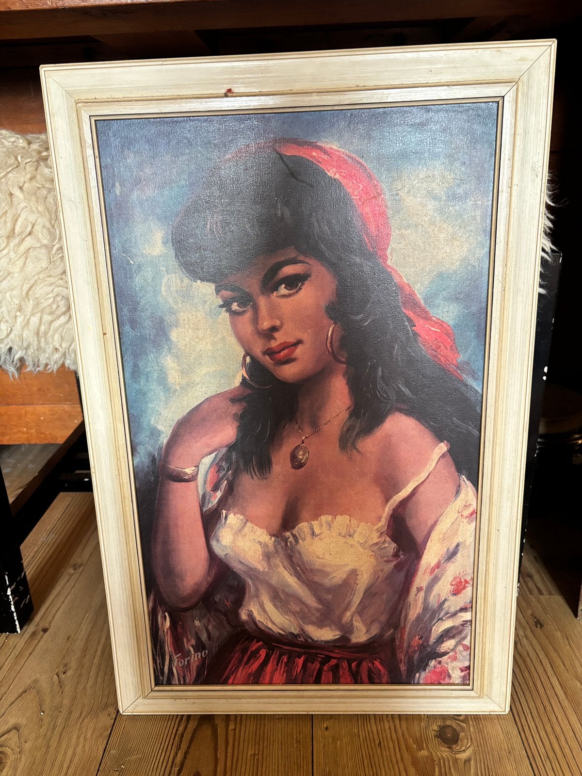Vintage schilderij zigeunermeisje Torino, jaren ’60/’70, Ophalen