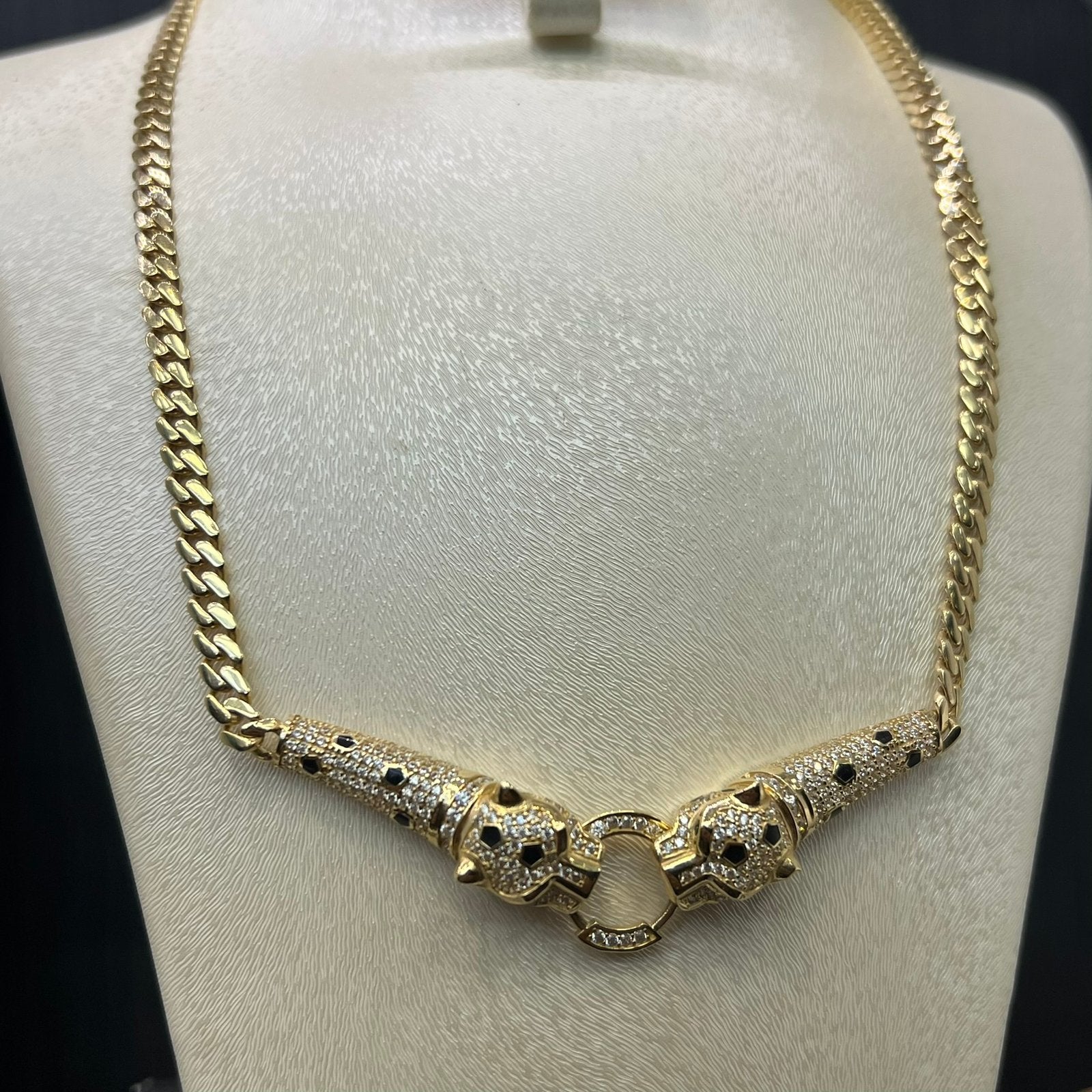 14 karaat gouden ketting collier panter model, Ophalen of Verzenden, Nieuw, Goud