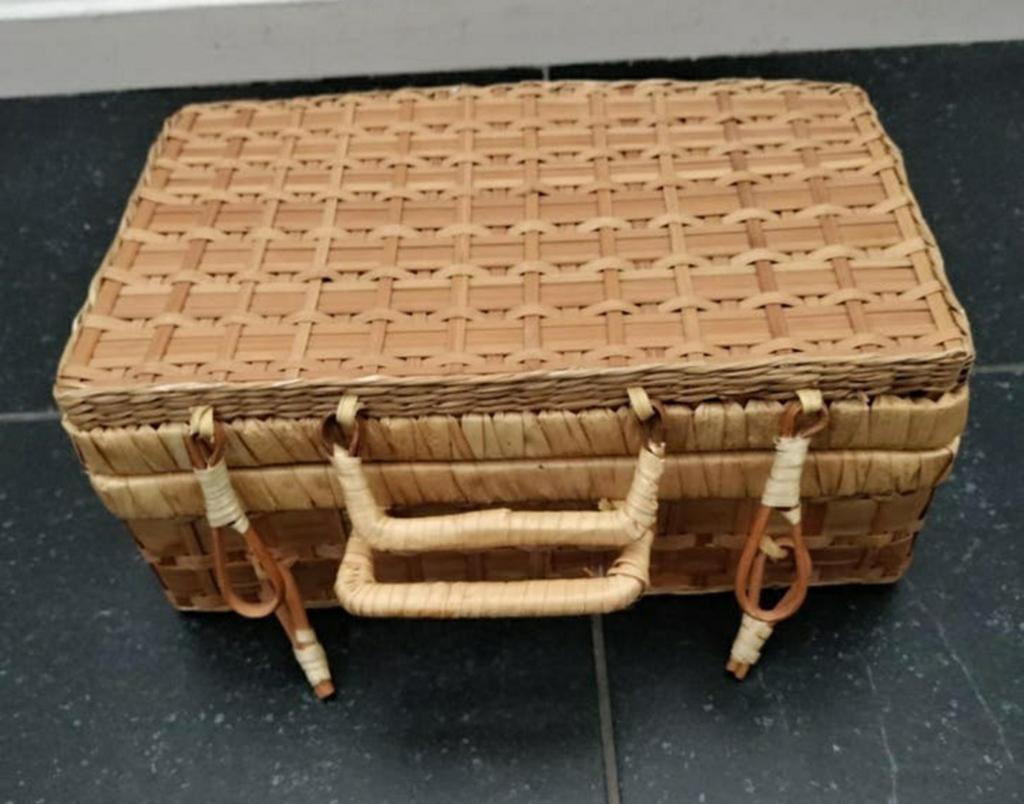 Rotan Koffertje,Vintage,Klepdeksel,Handvatten,Vintage, Ophalen of Verzenden