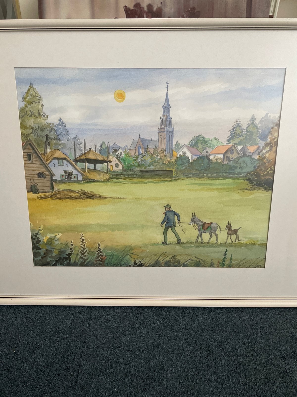 Aquarel van W.G. van de Hulst - Brinkie Beeld en Geluid, Ophalen, Realistisch, Gesigneerd, Landschap