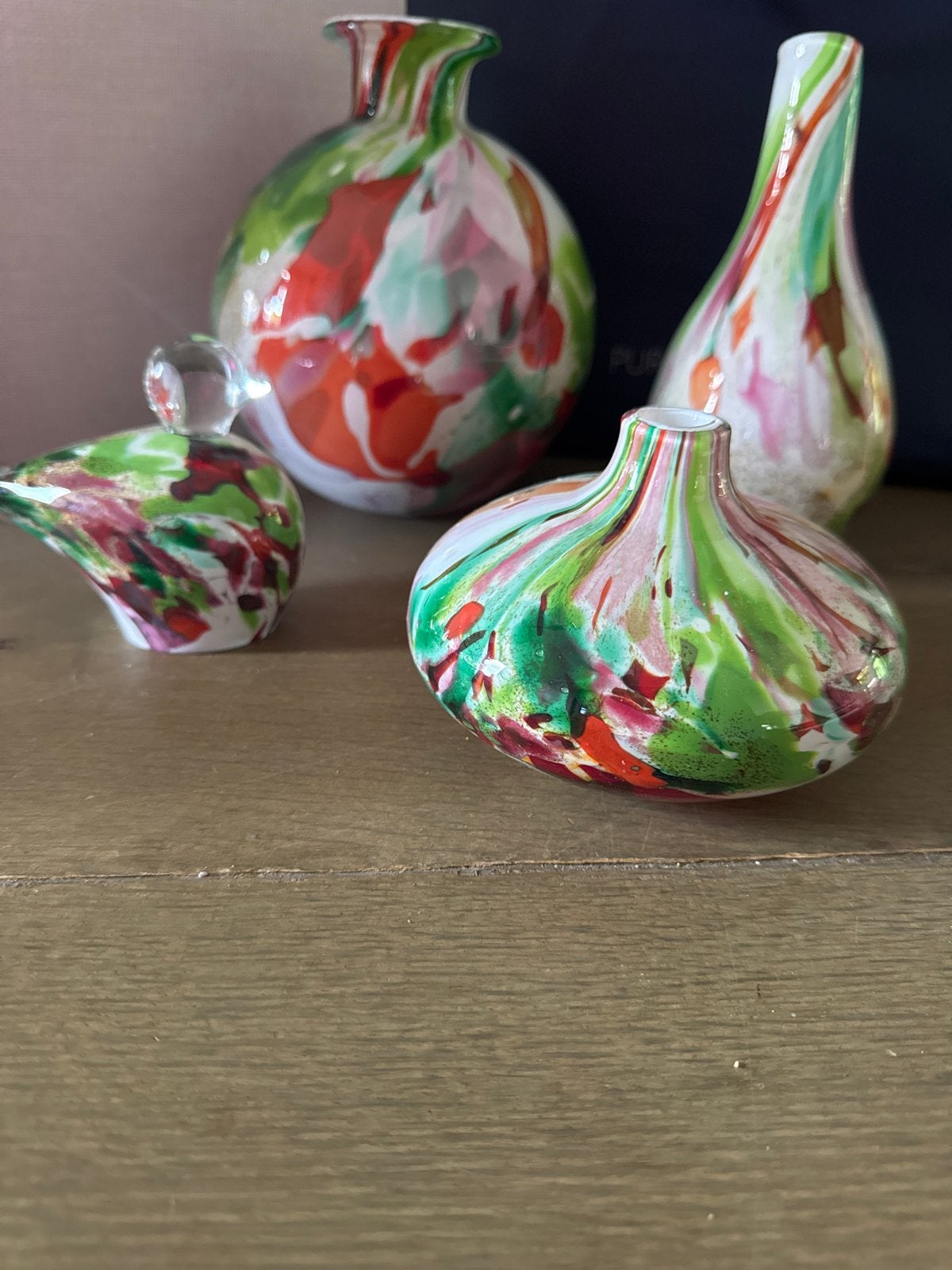 Set van 4 Fidrio Holland glazen vazen en 1 vogel, Ophalen of Verzenden
