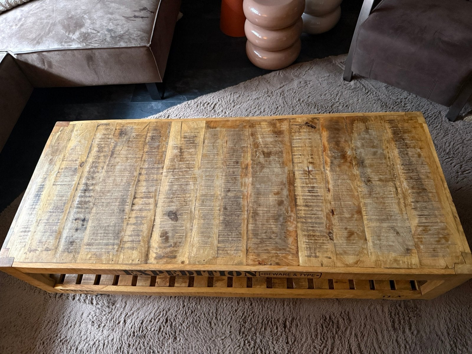 Mango houten salontafel., Huis en Inrichting, Tafels | Salontafels, Ophalen, 100 tot 150 cm, 50 tot 100 cm, Zo goed als nieuw