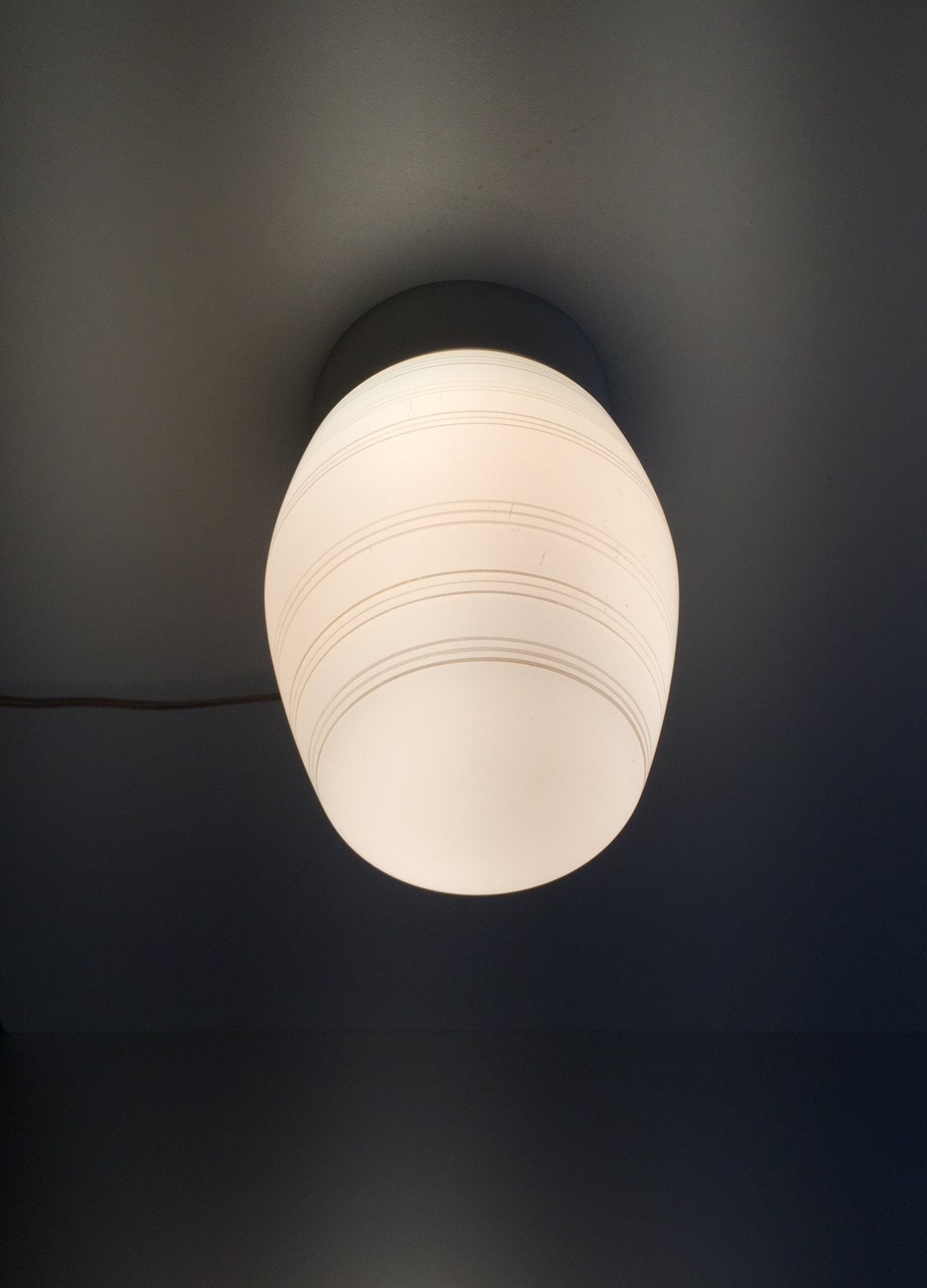 70s glass ceiling lamp vintage silence of the lamps, Gebruikt, Vintage, Glas, E27 (groot)