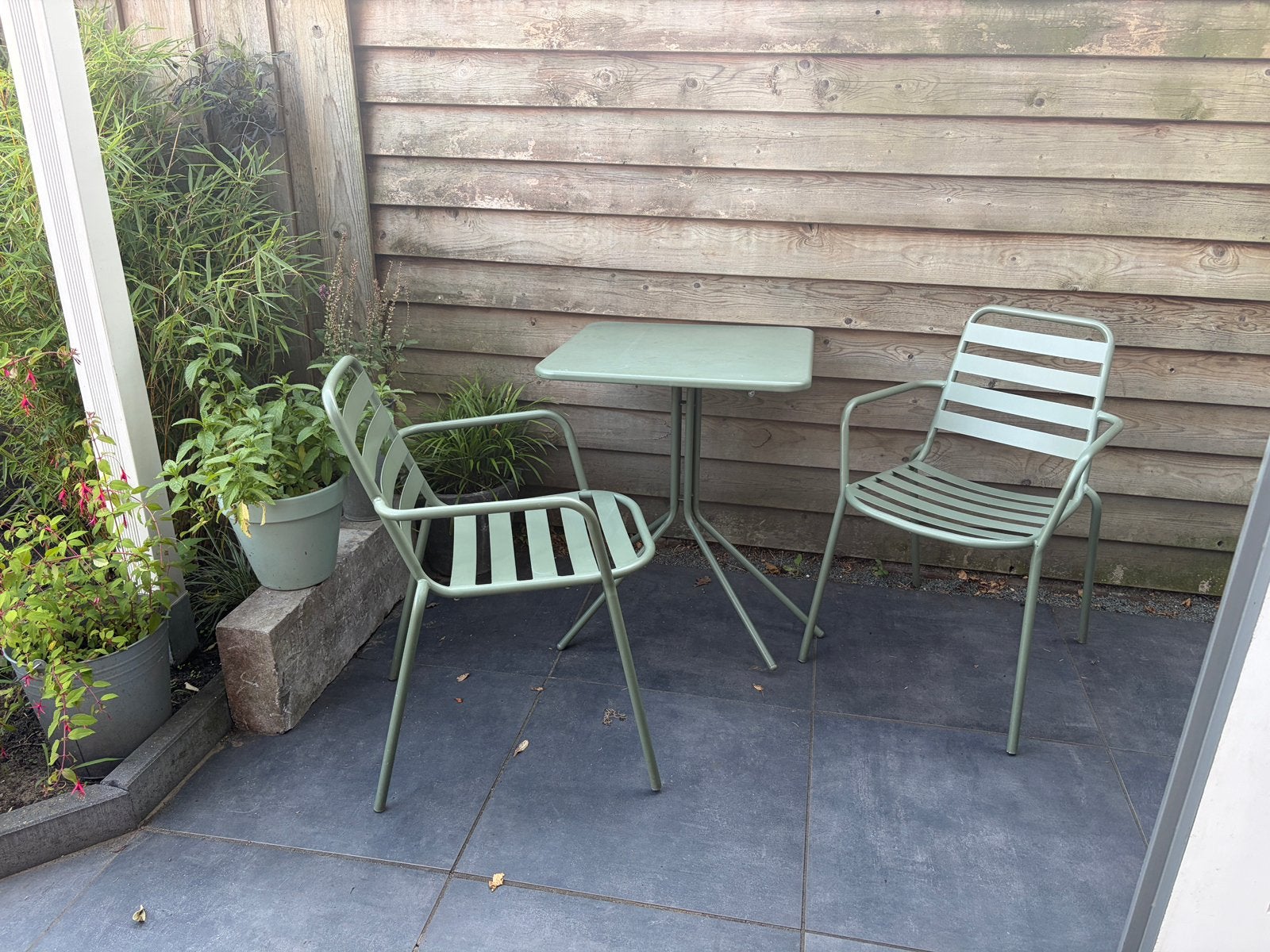 Bistro set groen, Overige materialen, Gebruikt, Tuinset, Ophalen