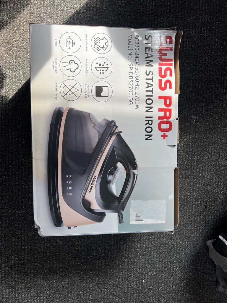 Swiss Pro+ Stoomstrijkijzer SP-DBS2700.BG - 2700W, Witgoed en Apparatuur, Strijkijzers en Strijkplanken, Ophalen of Verzenden