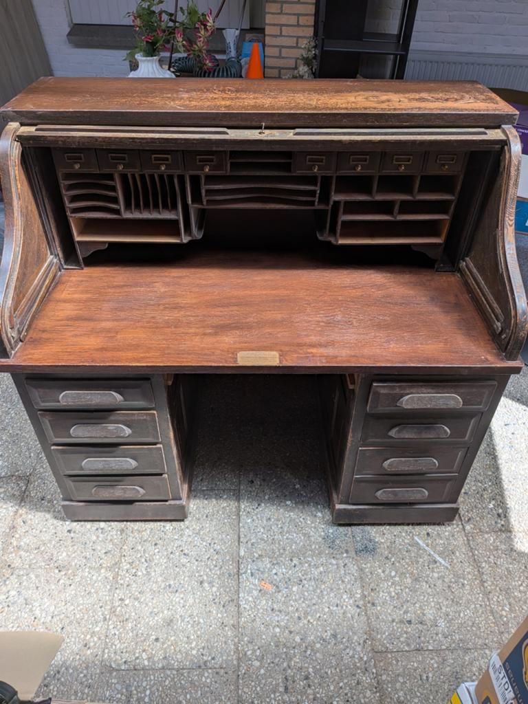 Antiek Engels Rolluikbureau / Tambour Desk – 1908, Ophalen