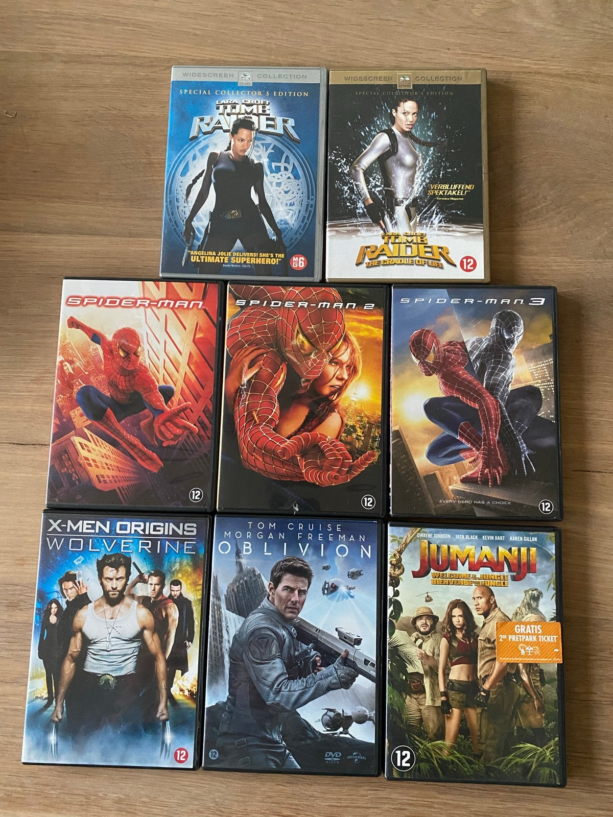 DVD-collectie: Spider-Man, Tomb Raider, X-Men, Jumanji, Vanaf 12 jaar, Ophalen of Verzenden, Zo goed als nieuw