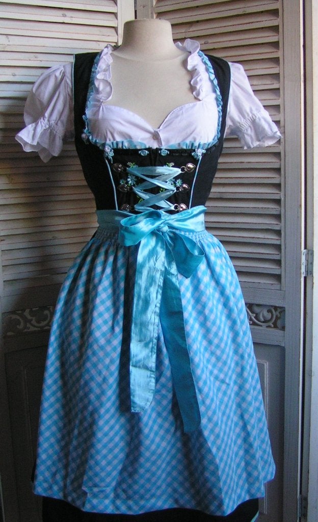 tiroler dirndl jurk, schort en blouse maat 38 nr DD 583, Kleding | Dames, Maat 38/40 (M), Carnaval, Zo goed als nieuw, Kleding