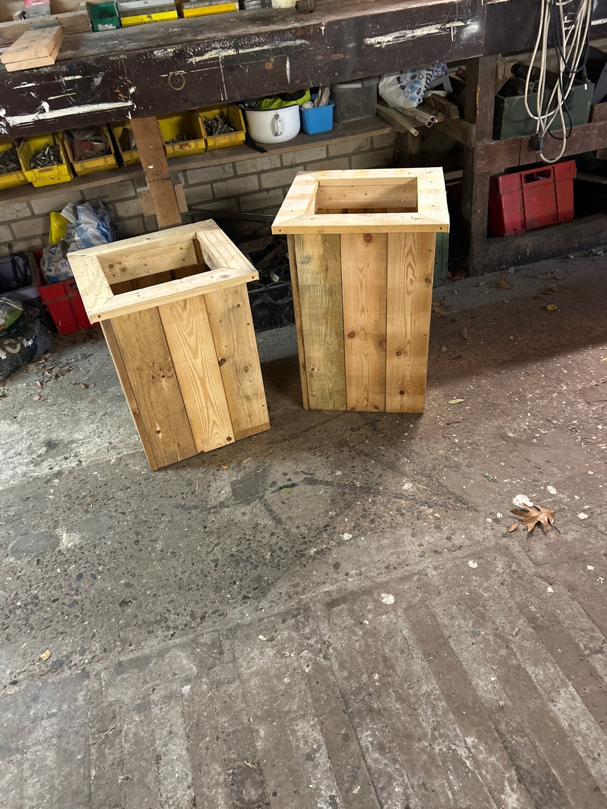 Set van 2 handgemaakte houten plantenbakken, Ophalen, Minder dan 60 cm, Vierkant, Nieuw