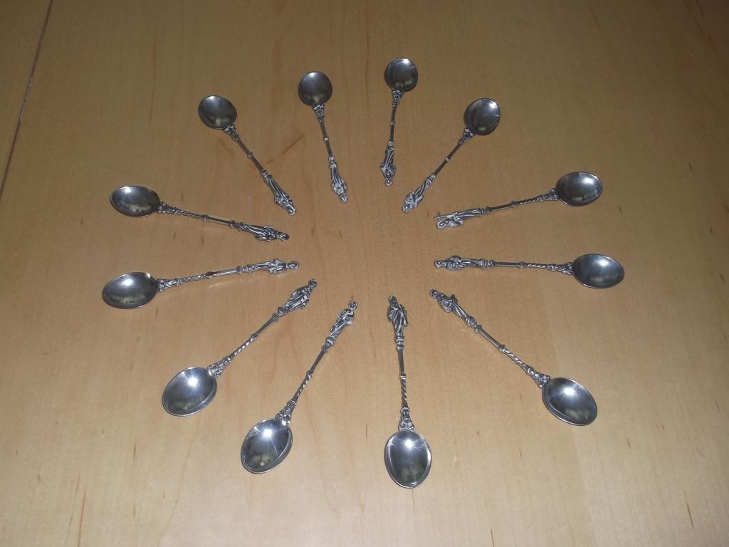 12 zilveren apostellepeltjes in uitstekende staat., Antiek en Kunst, Ophalen of Verzenden, Zilver