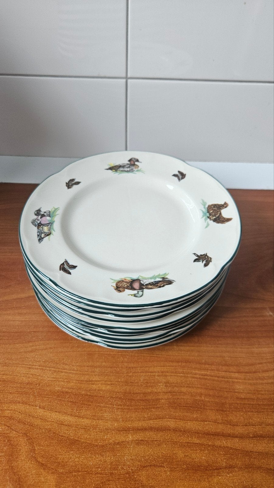 10 Johnson Bros Shire gebakborden met eendenmotief, Ophalen, Gebruikt, Overige merken, Vintage