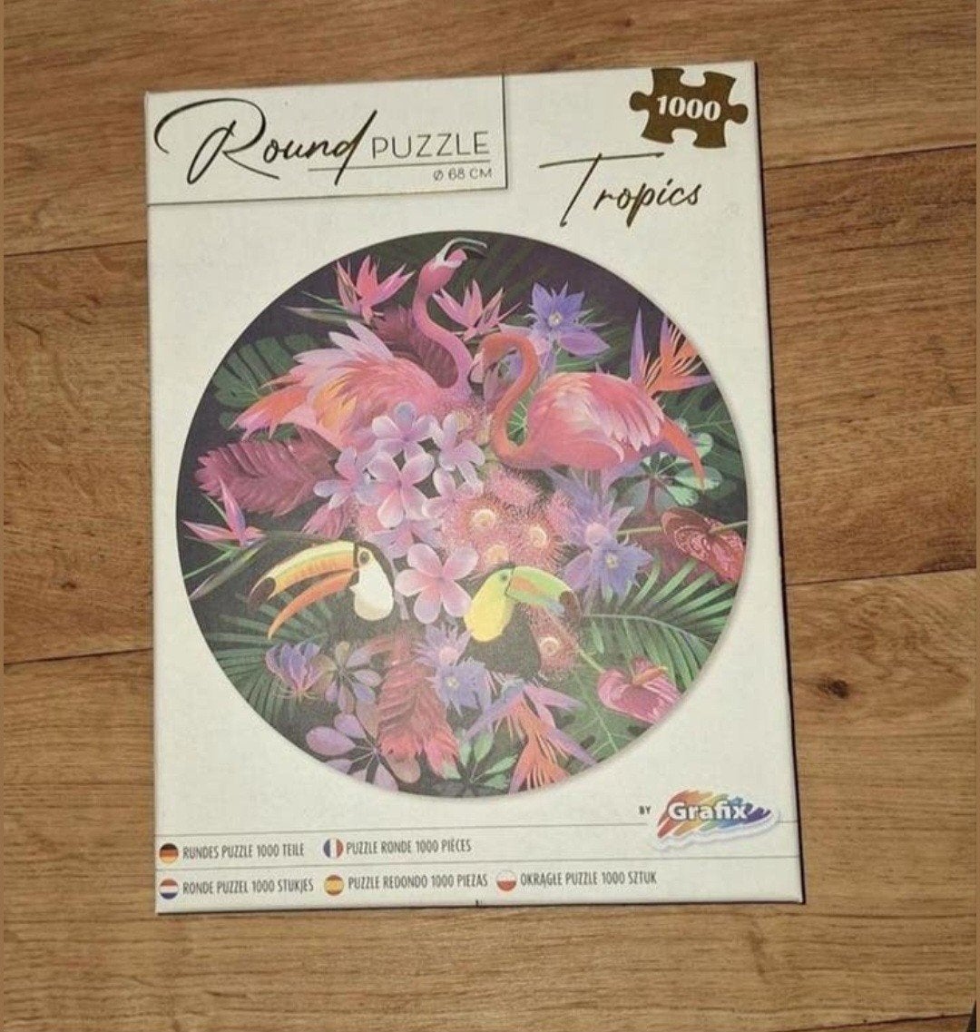 Ronde Legpuzzel Tropics Flamingo's 1000 Stukjes Grafix, Ophalen of Verzenden, 500 t/m 1500 stukjes, Zo goed als nieuw, Legpuzzel