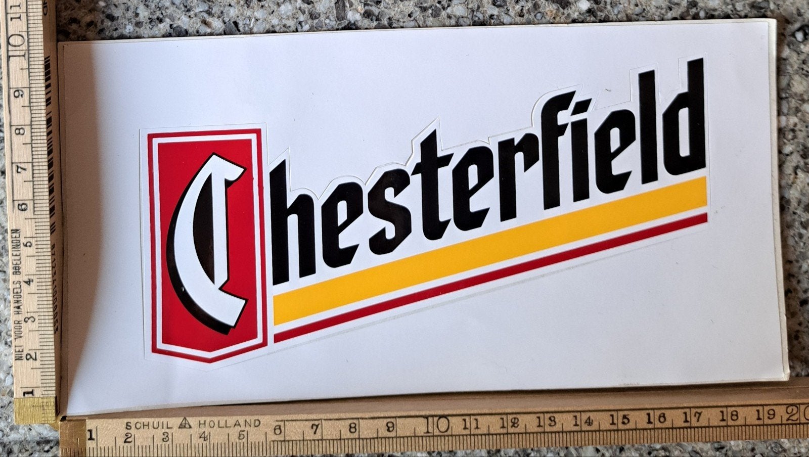 Grotere Vintage sticker Chesterfield motorcross sigaretten, Ophalen of Verzenden, Zo goed als nieuw, Auto of Motor
