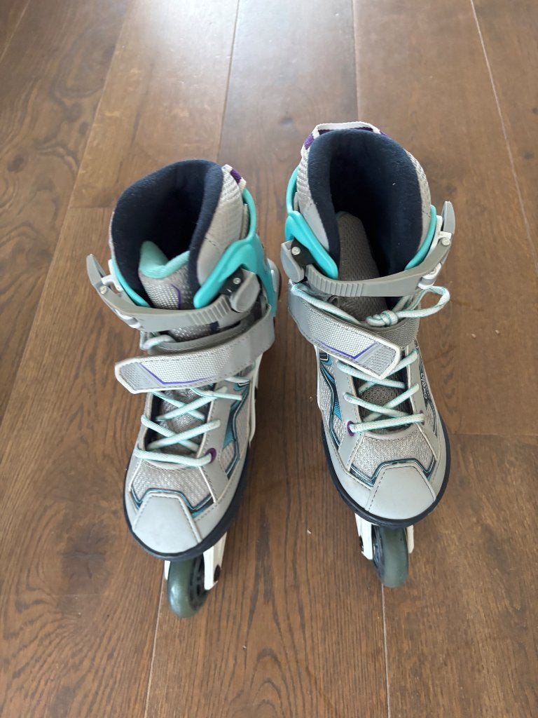 Oxelo Roller fit 3 turquoise - Rolschaatsen - Maat 32-35, Sport en Fitness, Skeelers, Verstelbaar, Kinderen, Zo goed als nieuw
