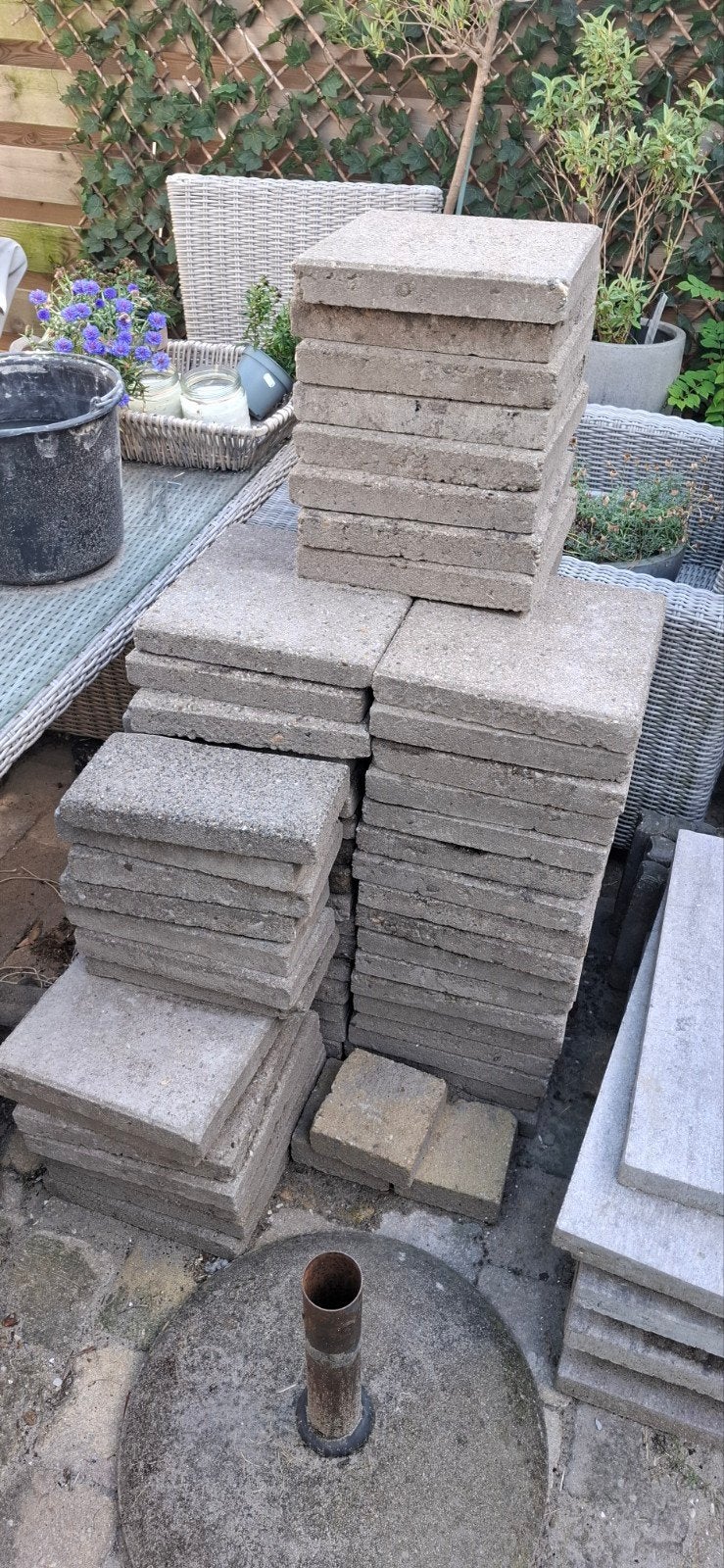 30x30 tegels, Tuin en Terras, Tegels en Klinkers, Ophalen, Gebruikt, Beton, Terrastegels