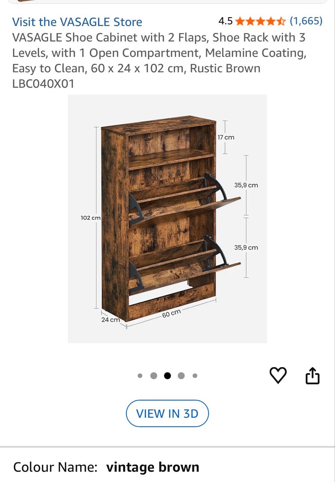 Schoenenkast met 2 kleppen, 3 niveaus, rustiek bruin, Huis en Inrichting, Kasten | Schoenenrekken, Ophalen, Nieuw