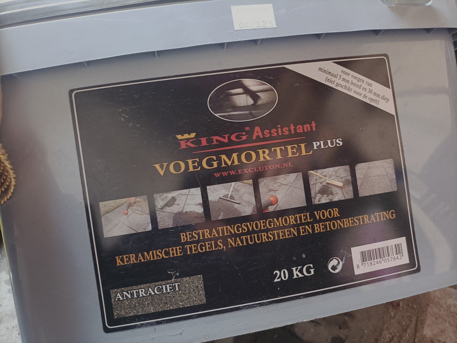 King Assistant Voegmortel Plus Antraciet 20 KG, Ophalen of Verzenden