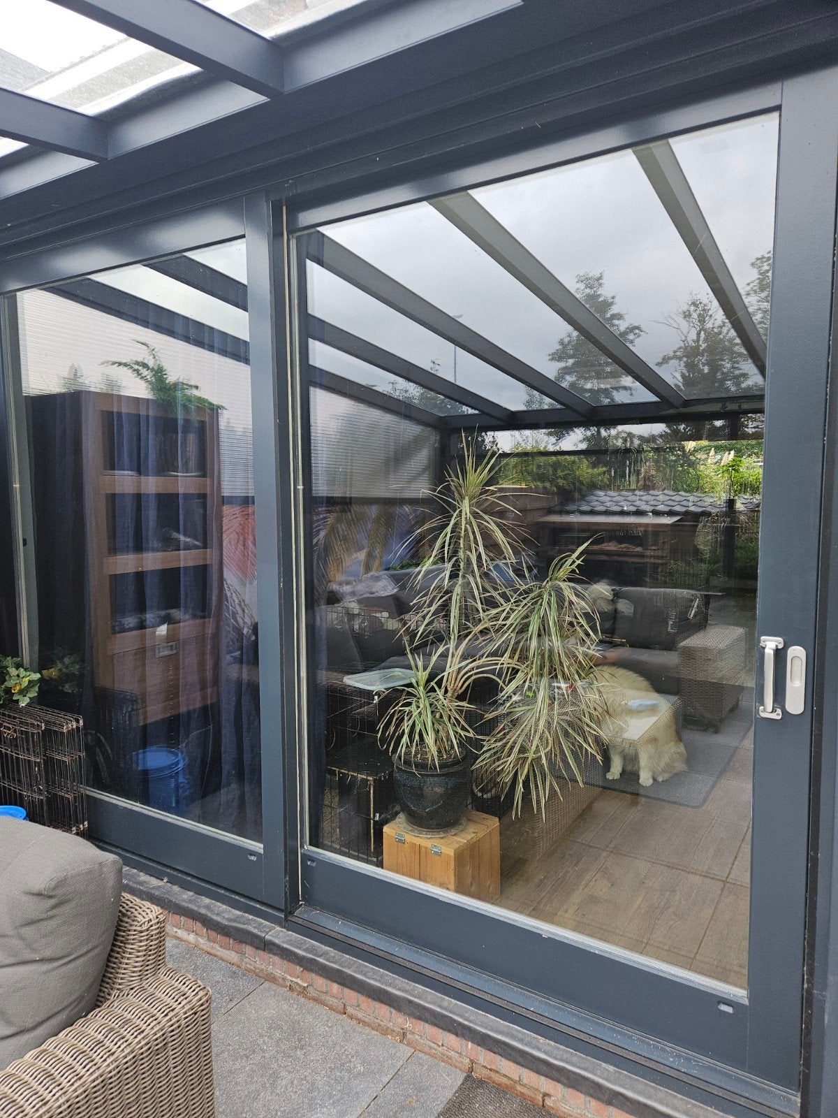 Hardhouten Schuifpui met HR++ glas - 2 jaar oud, Doe-het-zelf en Verbouw, Ophalen, Gevelraam of Ruit, 160 cm of meer, Zo goed als nieuw