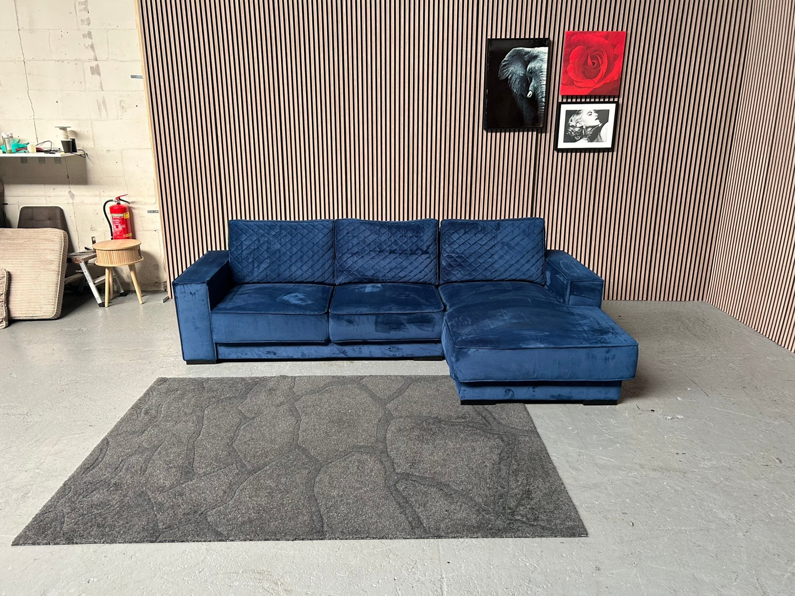 GRATIS LEVERING Velvet Loungebank Blauw 285X165 GEREINIGD