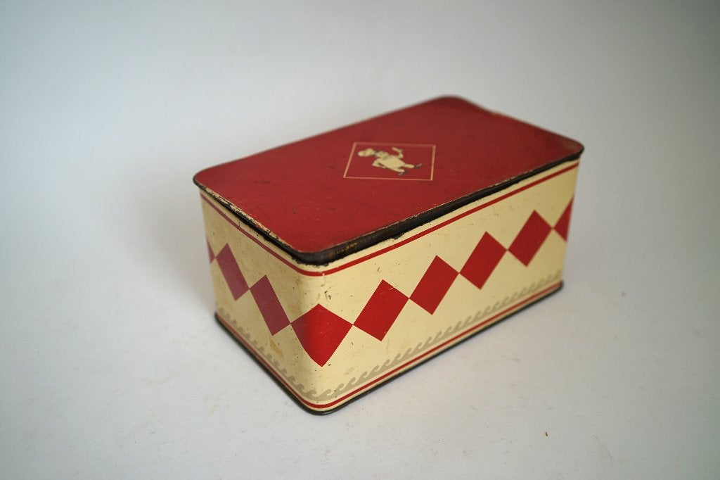 vintage Koektrommel Blik - Bolletje Revente Interdite rood, Verzamelen, Ophalen of Verzenden, Gebruikt, Koek(jes), Bolletje