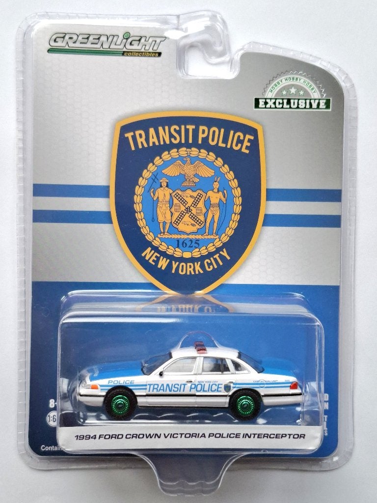 '94 Ford Crown Victoria Greenlight 1/64 Chase Transit Police, Ophalen of Verzenden, Nieuw, Auto