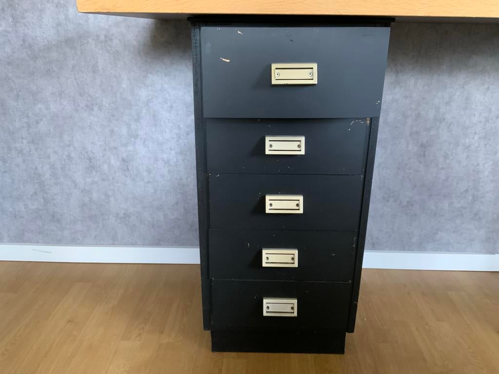 Zwart ladekastje met 5 laden, ideaal voor kantoor, Minder dan 50 cm, Gebruikt, 5 laden of meer, 100 tot 150 cm