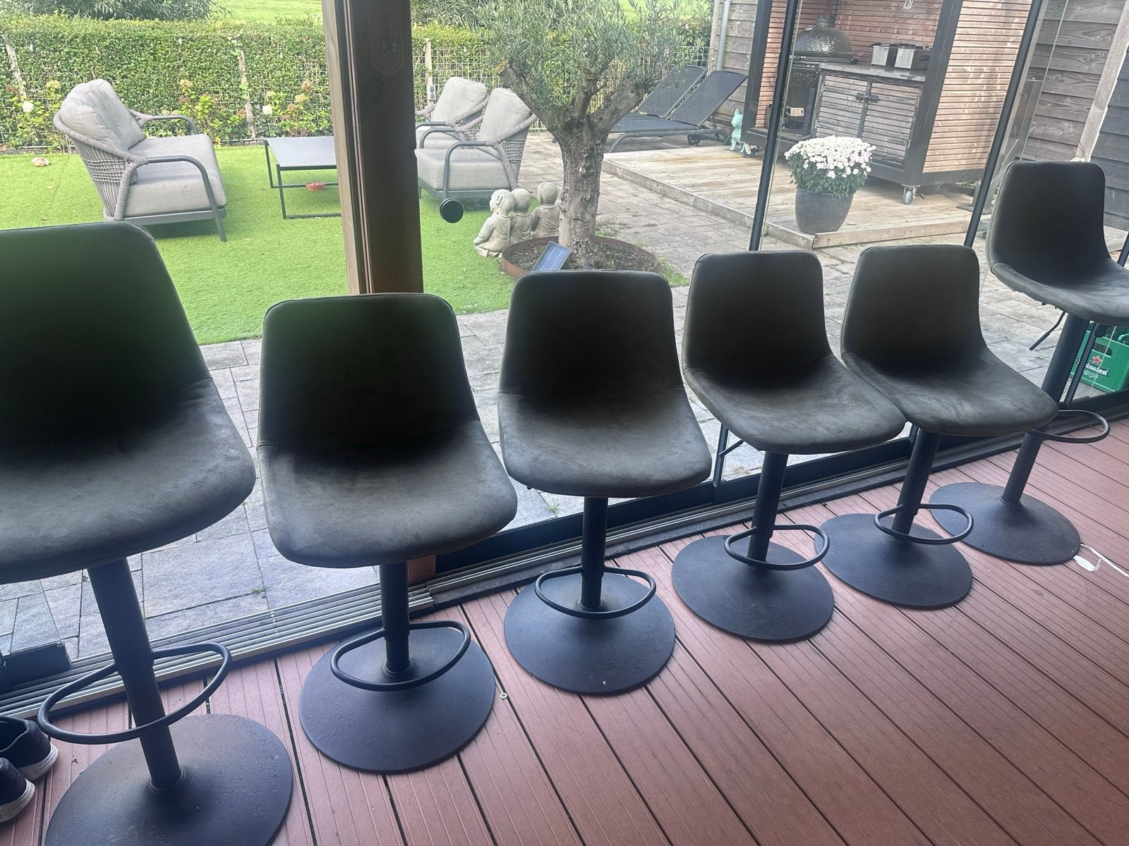 Set van 6 barkrukken, In hoogte verstelbaar, 60 tot 90 cm, Ophalen of Verzenden, Metaal