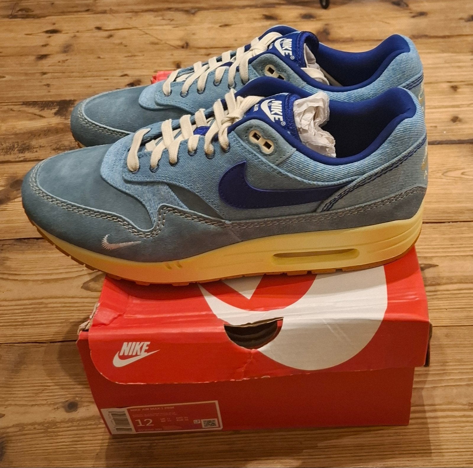 Nike Air Max 1 PRM 'Dirty Denim' - Maat 46, Kleding | Heren, Blauw, Nike, Nieuw, Ophalen of Verzenden