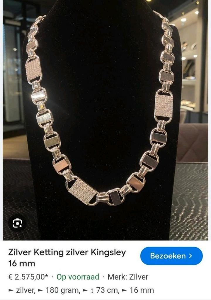 Konings schakel kingsley 1.6 mm breed, Ophalen of Verzenden, Zo goed als nieuw, Zilver, Zilver
