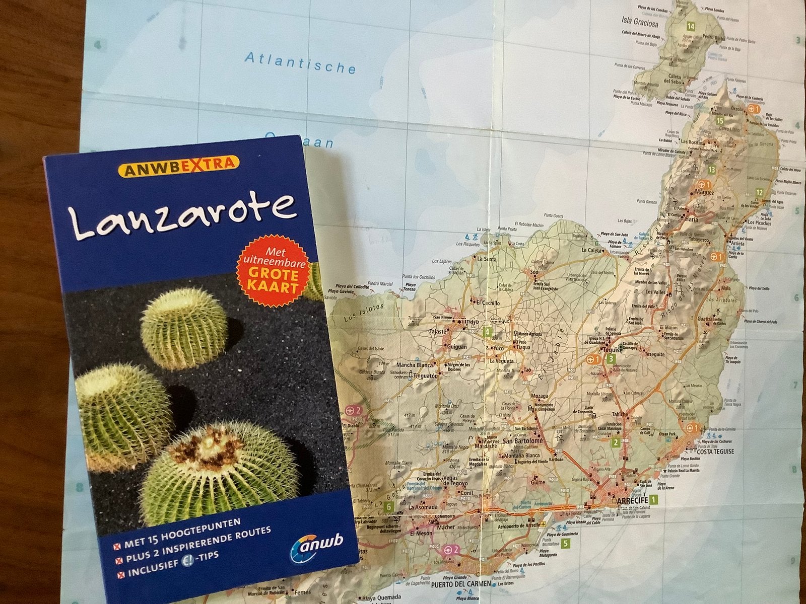 Lanzarote SPanje ANWB reisgids + kaart Canarische eiland, Ophalen of Verzenden