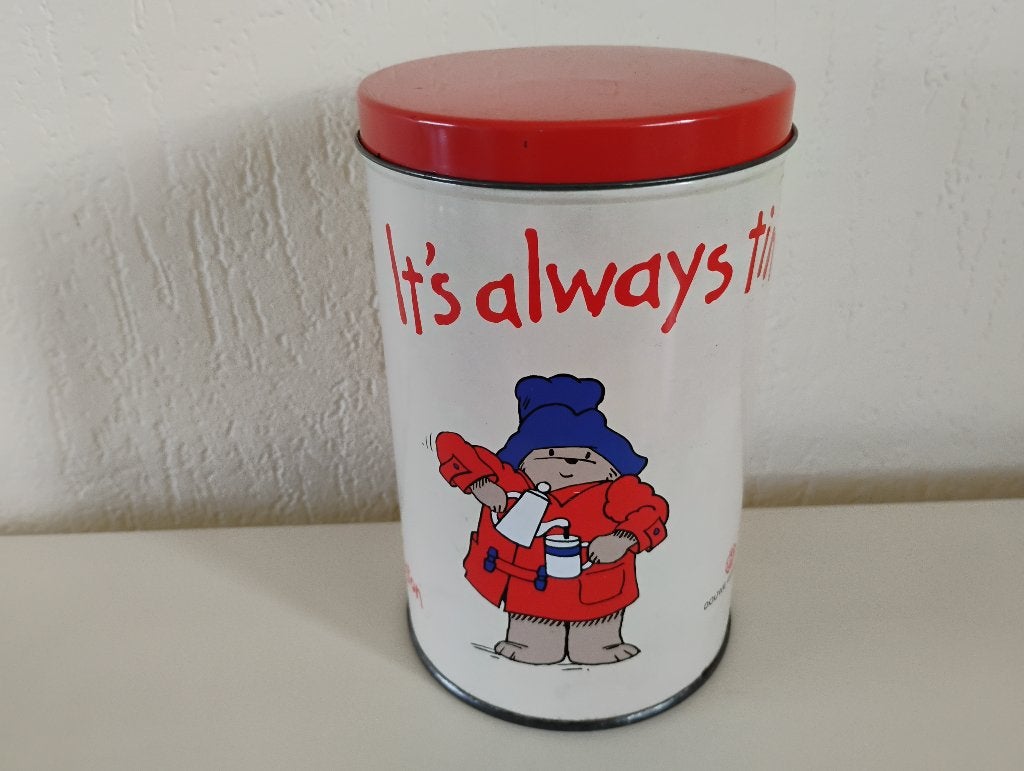 DE-blik, Douwe Egberts, Beertje Paddington koffieblik, Verzamelen, Ophalen of Verzenden, Zo goed als nieuw, Koffie, Douwe Egberts