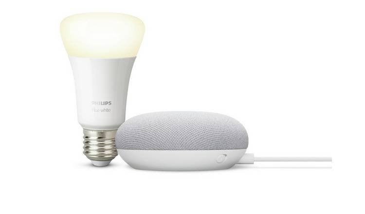 Philips Hue White E27 LED Lamp met Google Nest Mini, Wit, Kunststof, Nieuw, Philips Hue