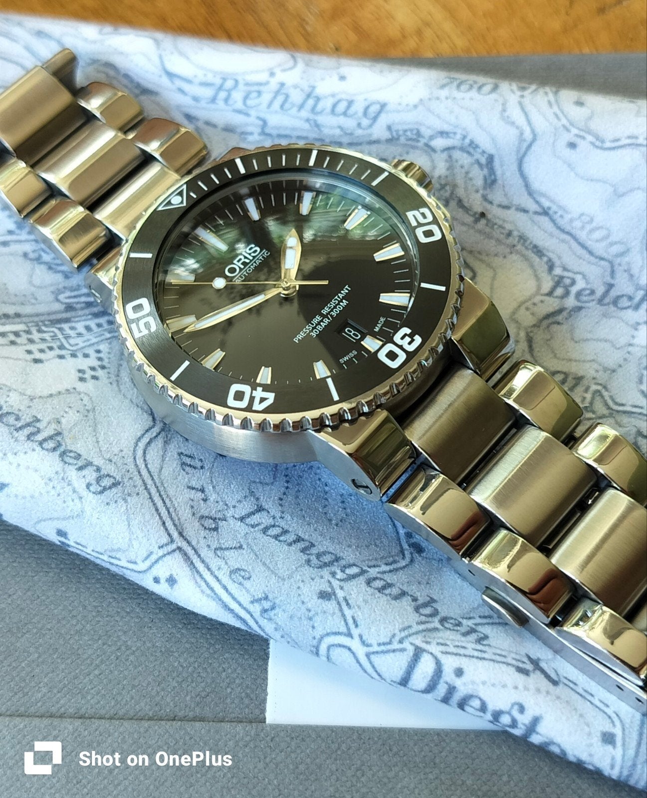 Schitterend Oris Aquis Date Automatic horloge 43 mm, Overige merken, Zwart, Ophalen of Verzenden, Zo goed als nieuw