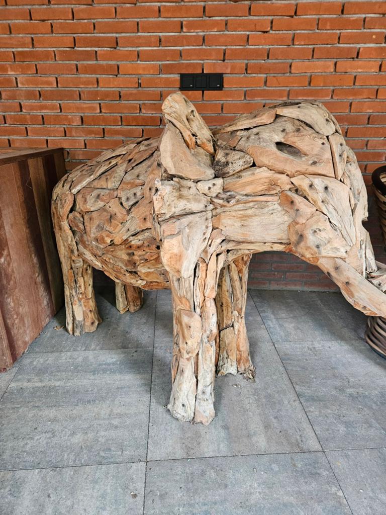 Unieke Teakhouten Olifant Decoratie - 180x90x115 cm, Ophalen, Hout, Niet van toepassing, Niet van toepassing