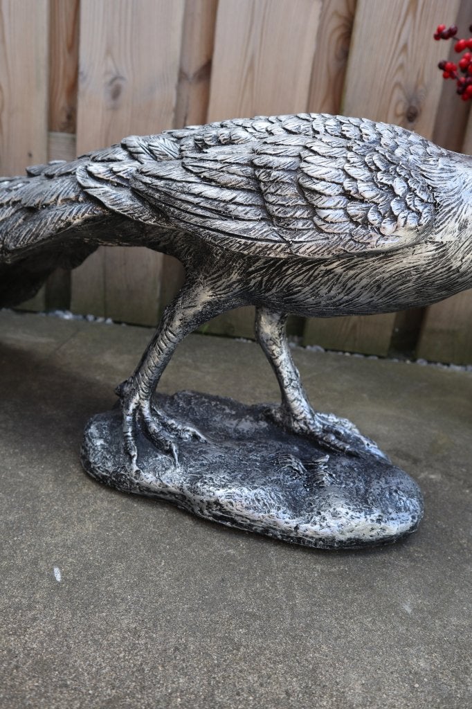 Pauw beeld antiek zilver 82 cm | Tuinbeeld & woondecoratie, Tuin en Terras, Dierenbeeld, Kunststof, -, -