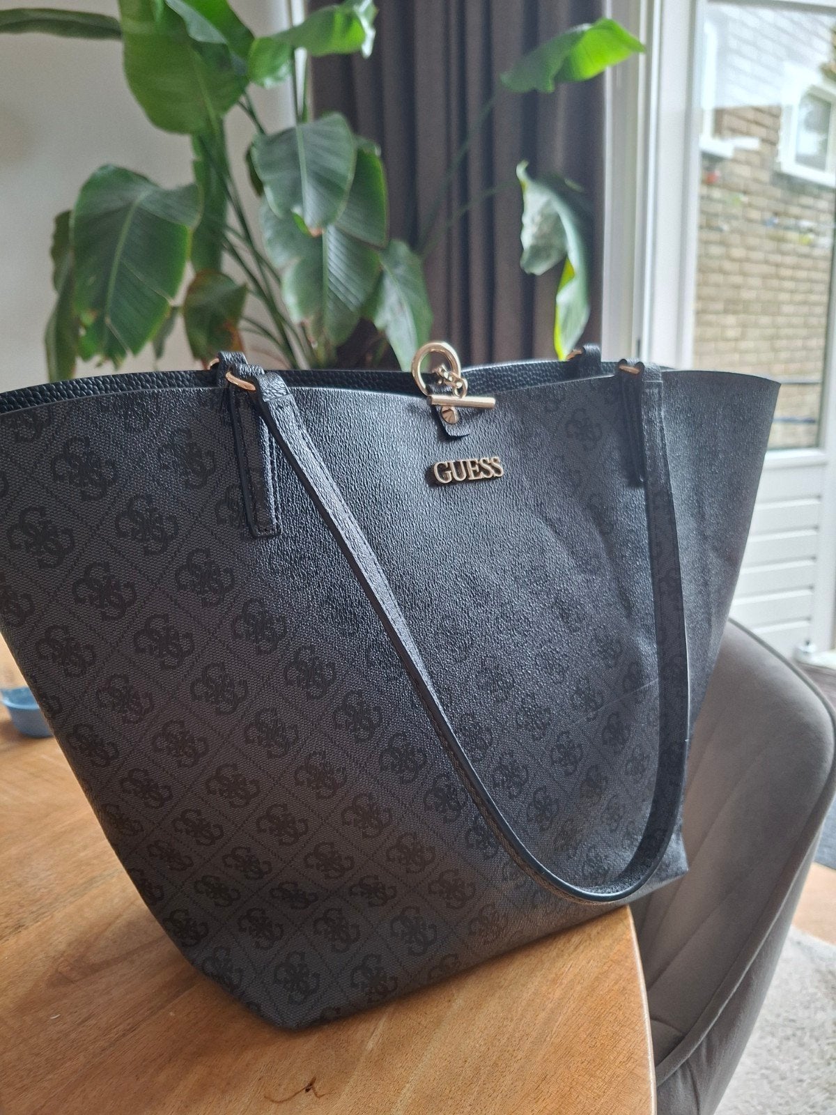 Guess Alby Toggle Tote Bag Schoudertas Shopper Zwart, Ophalen of Verzenden