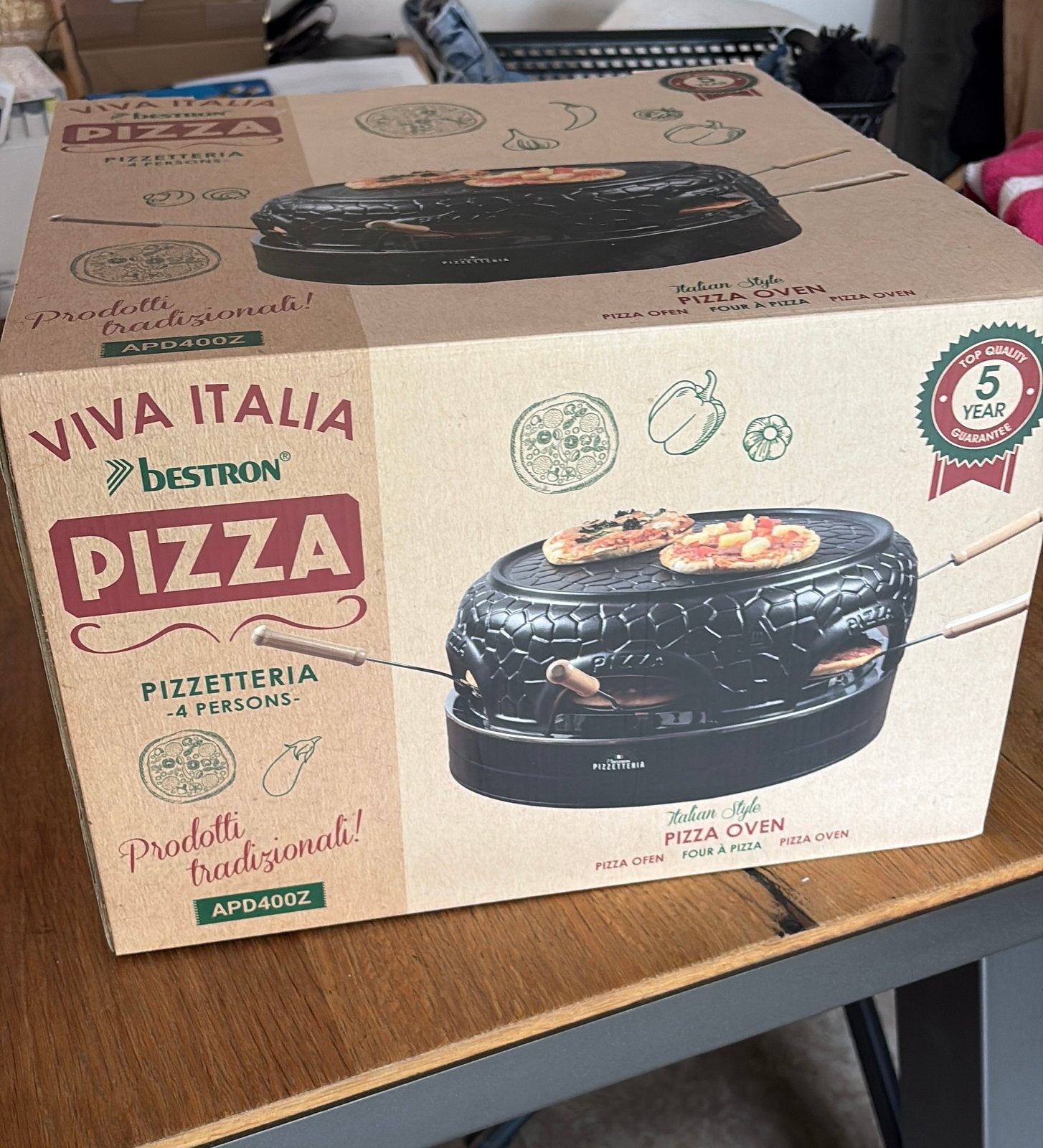 Pizzarette 4 persoons Bestron Viva Italia, Ophalen, Zo goed als nieuw