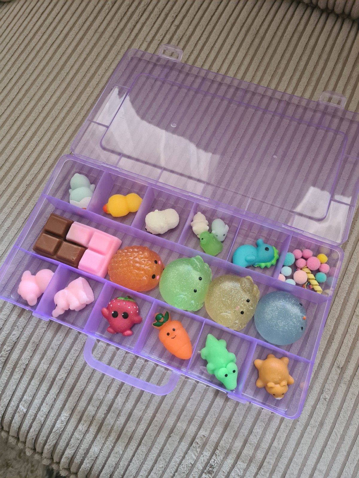 Grote collectie squishies in handige opbergdoos, Ophalen, Gebruikt, Jongen of Meisje