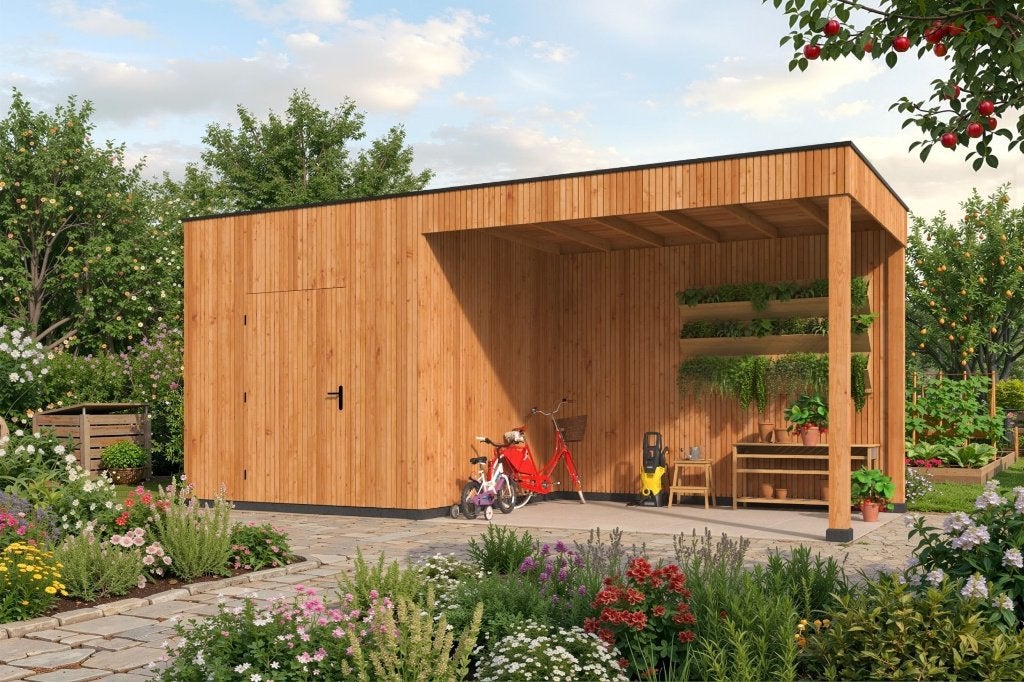Tuinhuis Kubeline met luifel L280X687 CM, Verzenden, Nieuw