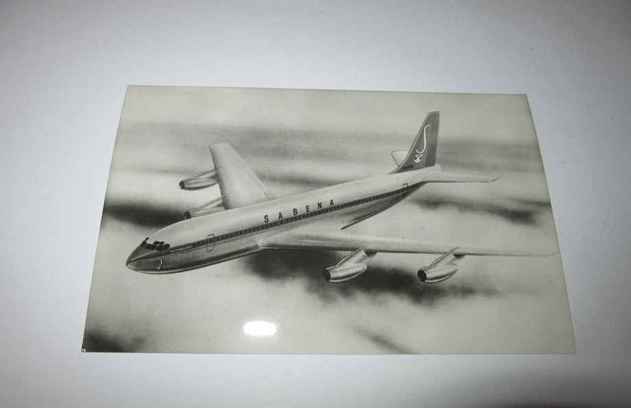 Sabena ansichtkaart De reactiereuzen Boeing Jet Intercontine, Verzenden, Zo goed als nieuw, Kaart, Foto of Prent